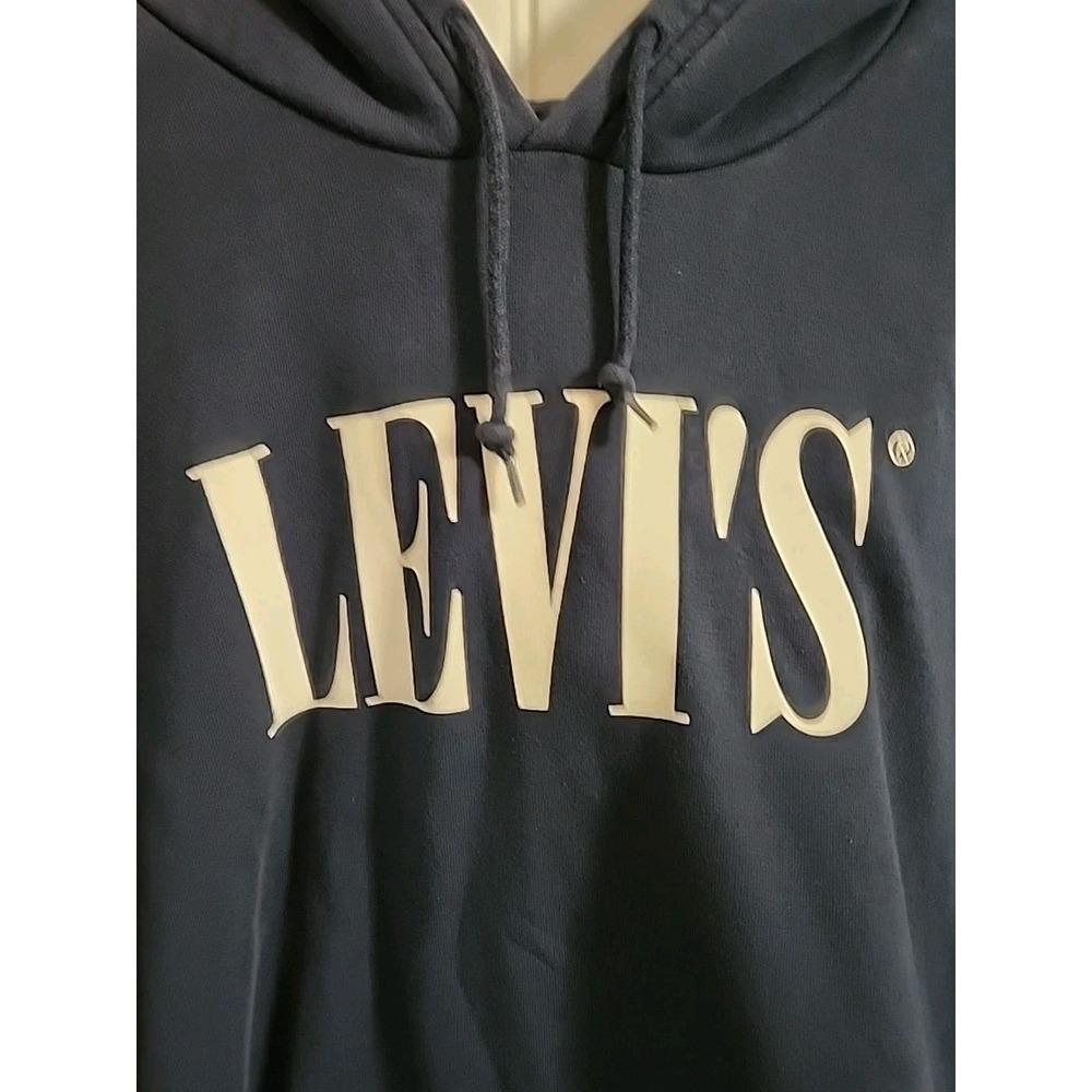 Levi's Levi Strauss & Co Men's Hoodie Sweatshirt Serif Logo Blue XL Graphic - Picture 2 of 4